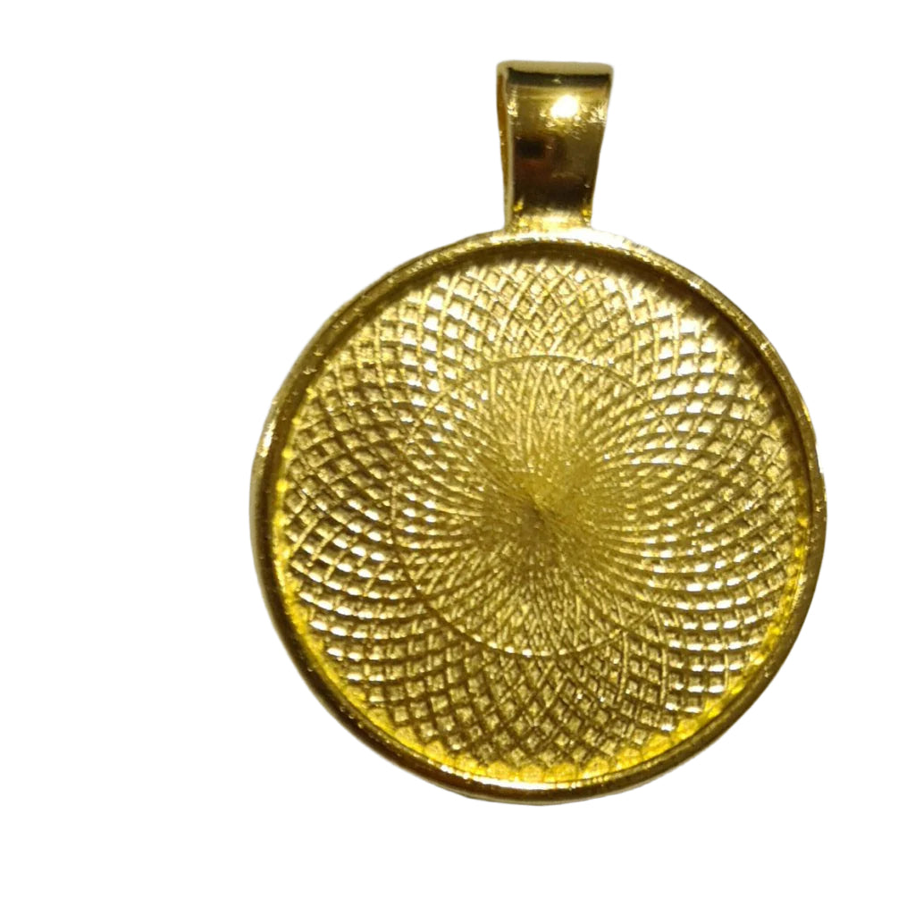 Gold plated pendant round 2.5cm